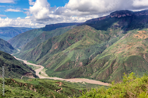 landscape with mountains in the National Park of Chicamocha in Santander, Colombia photo