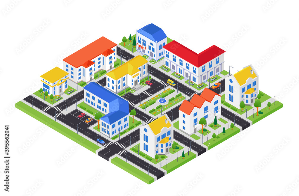 City architecture - modern vector colorful isometric illustration