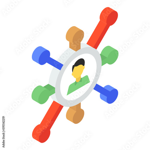 
An isometric icon of a personal network in editable style

