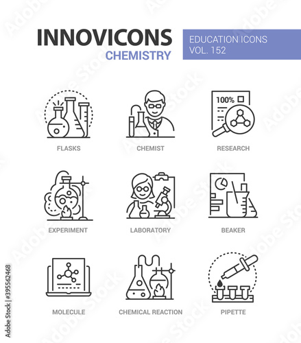 Chemistry - modern line design style icons set