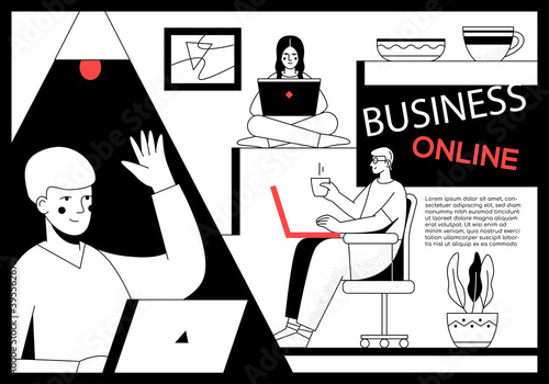 Business online - modern flat design style web banner