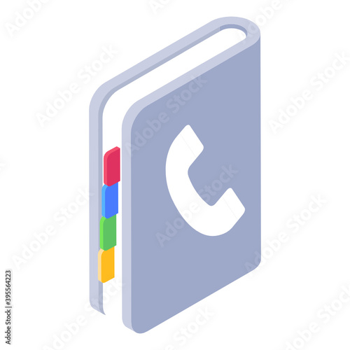
Isometric icon of contact book, editable vector
