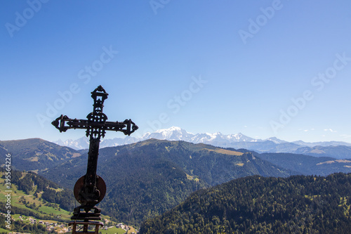 La croix de fer with a view of Mont Blanc