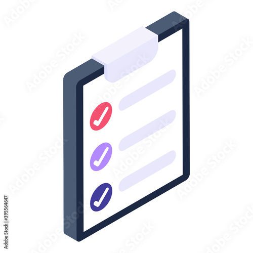 
Bulleted checklist isometric icon design
