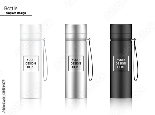 Bottle 3D Mock up Realistic Plastic Shaker in Vector for Water and Drink. Bicycle and Sport Concept Design.