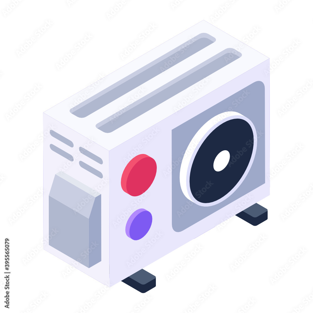Air conditioner outer hardware device, isometric icon of ac fan
Air conditioner outer hardware device, isometric icon of ac fan