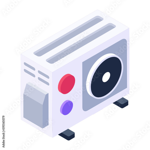 

Air conditioner outer hardware device, isometric icon of ac fan 
