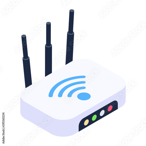 
Internet service, wireless wifi modem in isometric vector 
