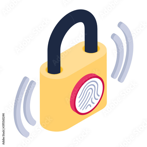 
Smart security technology, isometric icon of biometric lock 
