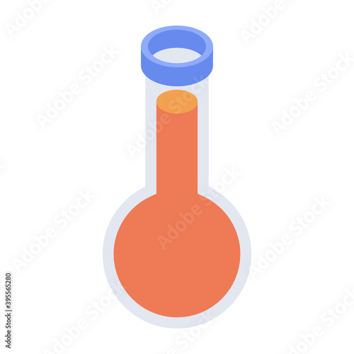 
Lab apparatus, isometric icon of laboratory beaker 
