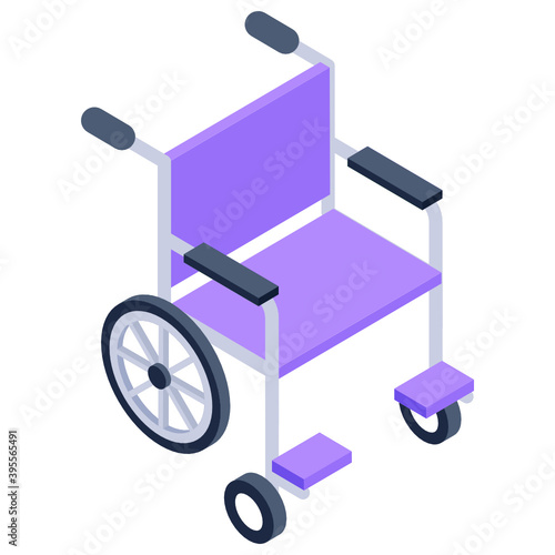 
Icon of wheelchair in isometric style 
