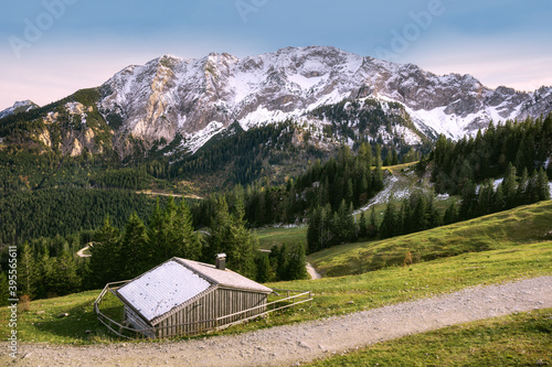 High mountains of Allgau seen from Breitenberg, Pfronten, Bavaria, Germany