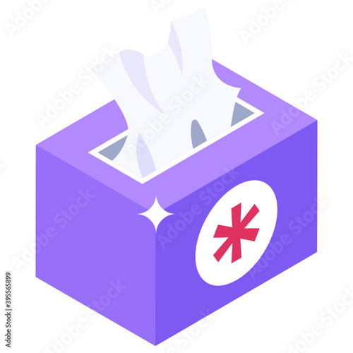 
Hygiene accessory, isometric icon of tissue box 

