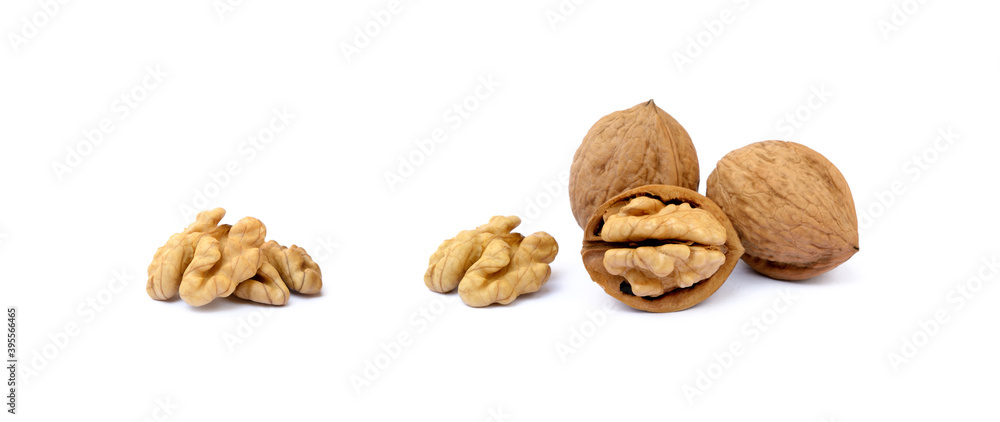 Pile of walnuts isolated on white background Pile of walnuts isolated on white background