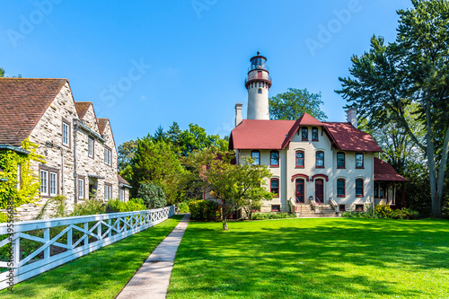 Cuadro en lienzo Grosse Lighthouse near Michigan Lake in USA