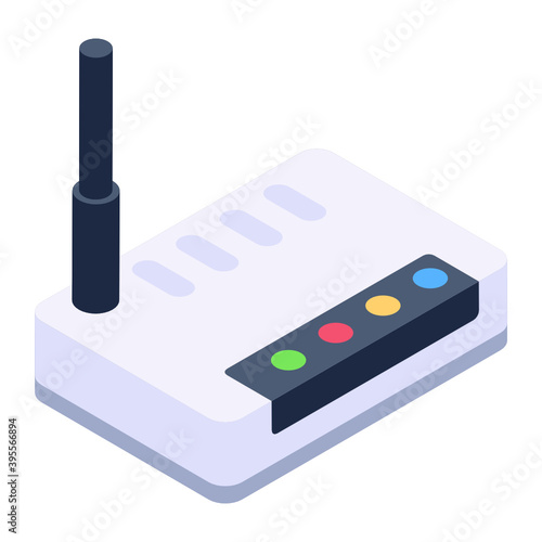 
Internet service with wireless wifi router, isometric icon for apps and websites
