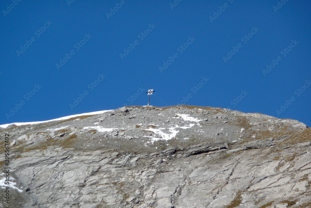 Summit cross of Pfuitjochl mountain, Tyrol, Austria