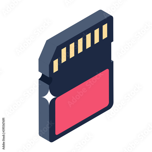 
Sd card storage in isometric vector style, memory card 
