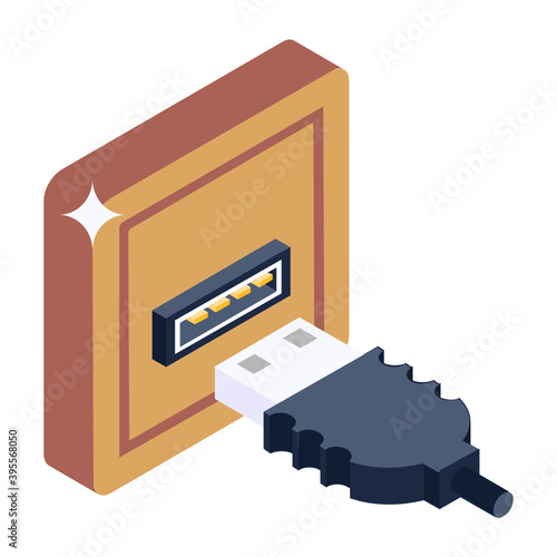 

Trendy isometric design of insert usb icon
