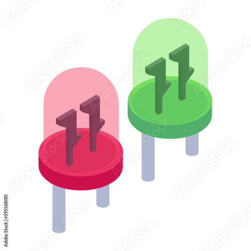 
Electronic component icon in isometric style, led diodes vector 
