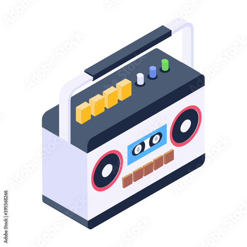 
Cassette player icon in isometric design, boombox for web and mobile
