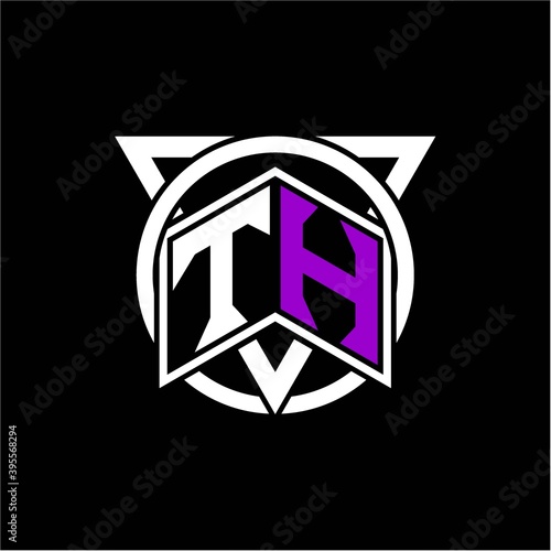 Free Download Monogram letter T H Diamonds decorated with circles and triangles are perfect for game initials, greeting cards, logos, posters, etc. - GFXLoad