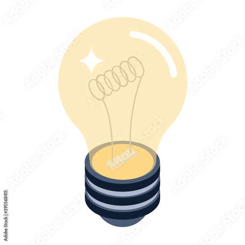 
Energy saver light bulb icon, isometric design of led bulb 
