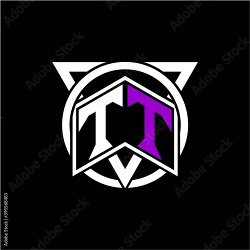 Free Download Monogram letter T T Diamonds decorated with circles and triangles are perfect for game initials, greeting cards, logos, posters, etc. - GFXLoad