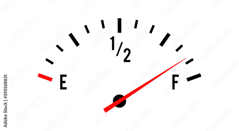 Fuel Gauge Icon. Gasoline Indicator Isolated On White Background. Vector Fuel Gauge Icon. Gasoline Indicator Isolated On White Background. Vector