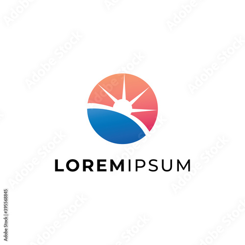 Circle Sunrise Landscape logo design