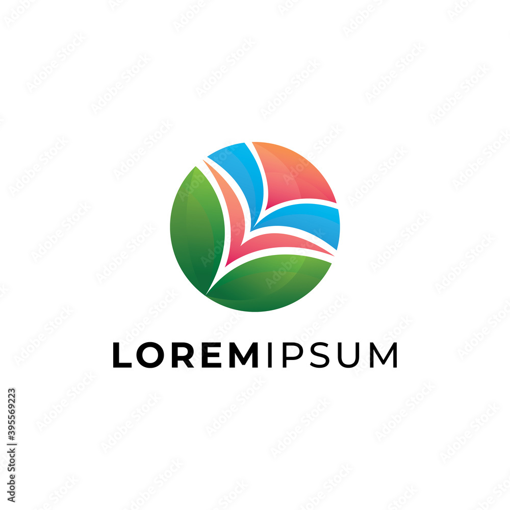 Full color circle flower logo design Full color circle flower logo design