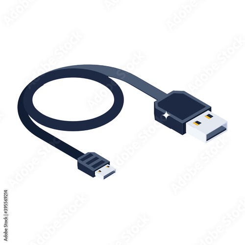 
Isometric icon of data cable, modern style vector 
