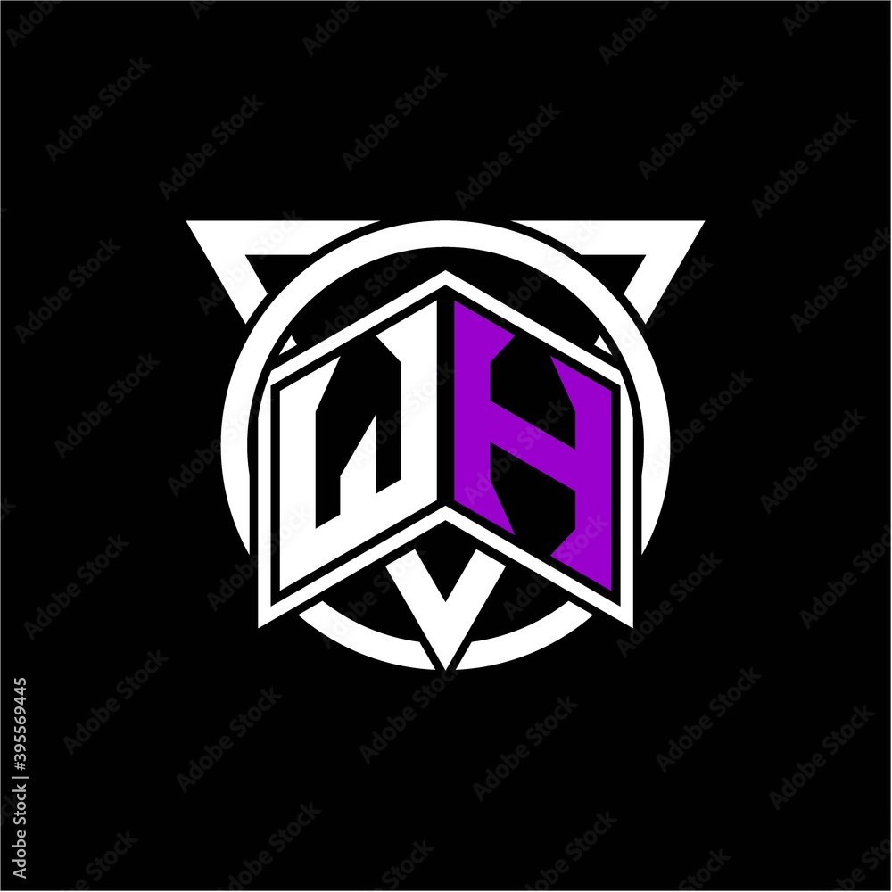 Monogram letter W H Diamonds decorated with circles and triangles are perfect for game initials, greeting cards, logos, posters, etc. Monogram letter W H Diamonds decorated with circles and triangles are perfect for game initials, greeting cards, logos, posters, etc.