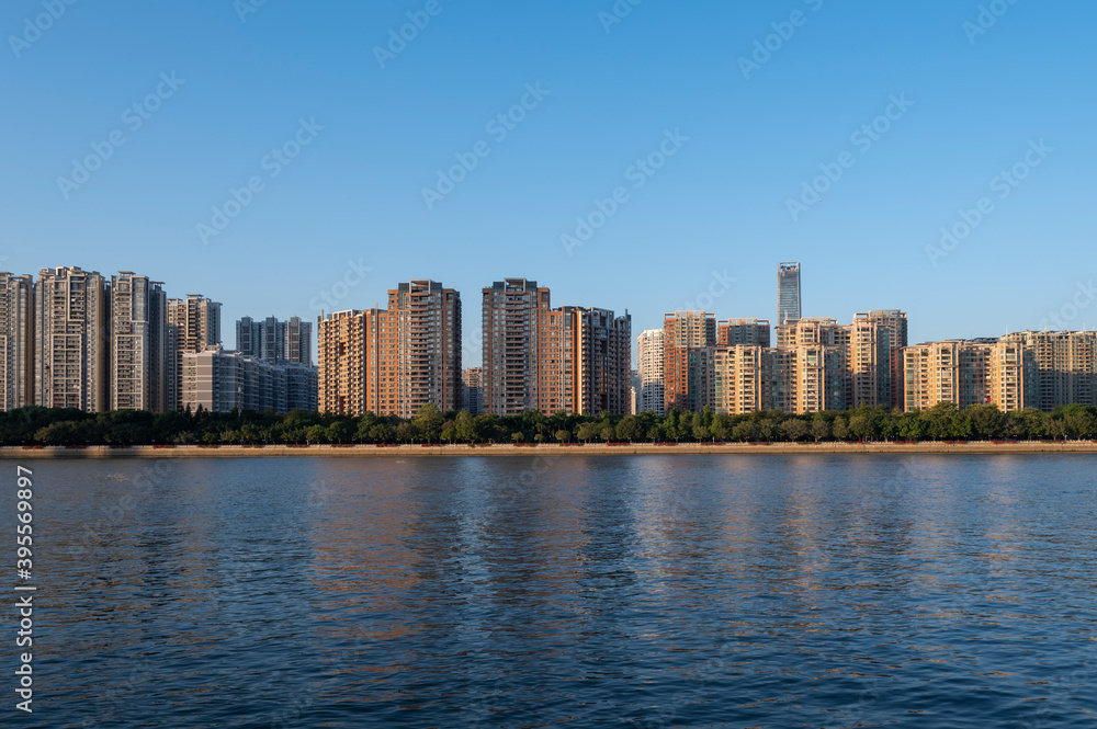 Fototapeta premium House construction along the river bank