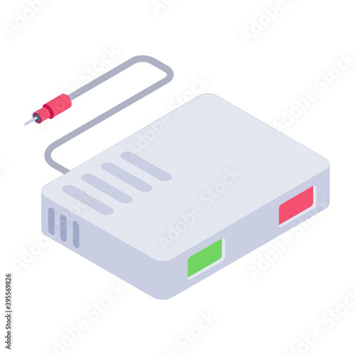 
Electronic modem cable icon, isometric design 
