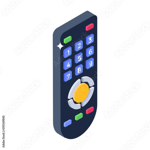 
Wireless remote icon in isometric design, tv remote vector 
