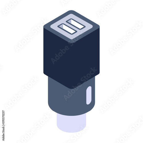 
Power plug icon in isometric design, electric adapter editable vector 
