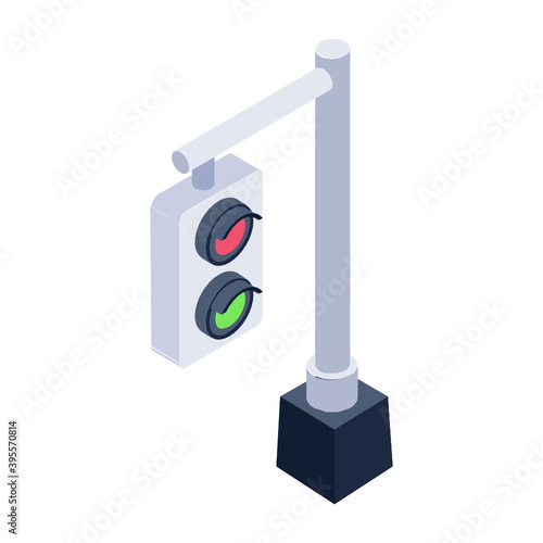 
Traffic signals or traffic lights vector in isometric design 
