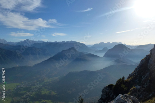 Mountain hiking tour Hochstaufen mountain in Bavaria, Germany