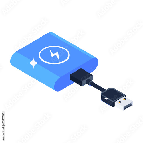 
Electronic power bank connected with smartphone, portable battery charger 

