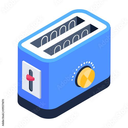  Isometric style of toaster, toast machine icon 