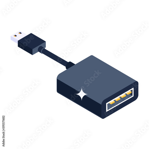 
Isometric icon of portable cable, modern style vector 
