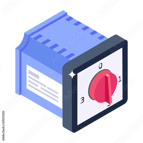 
An icon of circular button in isometric design 
