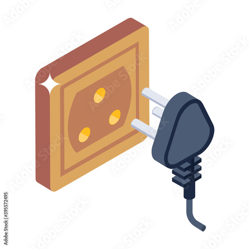 
Isometric style of switchboard icon, vector design of switch plug 
