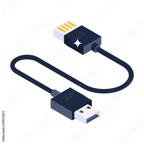 
Isometric icon of usb cable, modern style vector 

