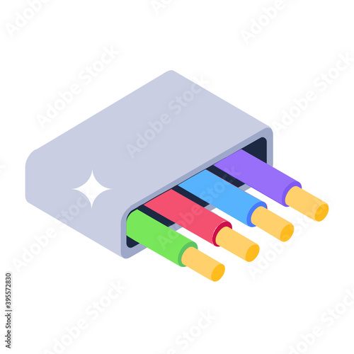 
Isometric design of electrical fibers icon
