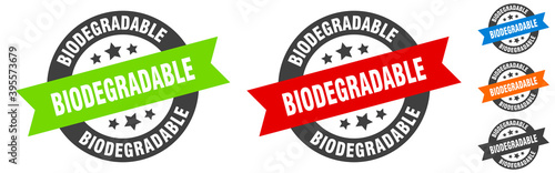 biodegradable stamp. biodegradable round ribbon sticker. tag