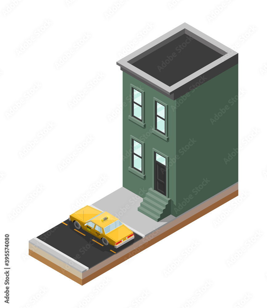 Yellow cab banner isometric. Online navigation application order taxi service. Isometry car building, isometric route banner.3D taxi classic vehicle itinerary road. Get a taxi online phone application Yellow cab banner isometric. Online navigation application order taxi service. Isometry car building, isometric route banner.3D taxi classic vehicle itinerary road. Get a taxi online phone application