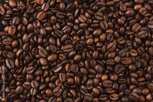 background of mountain of coffee beans