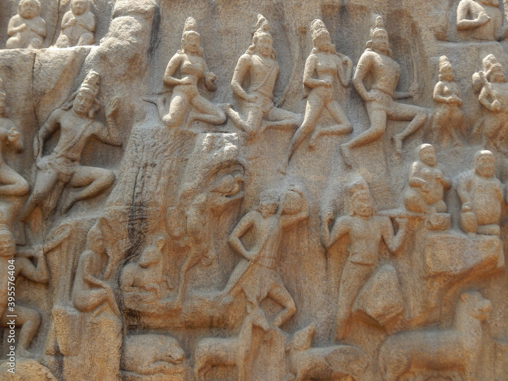 Ancient Stone Sculptures in Mamallapuram, Tamilnadu, India